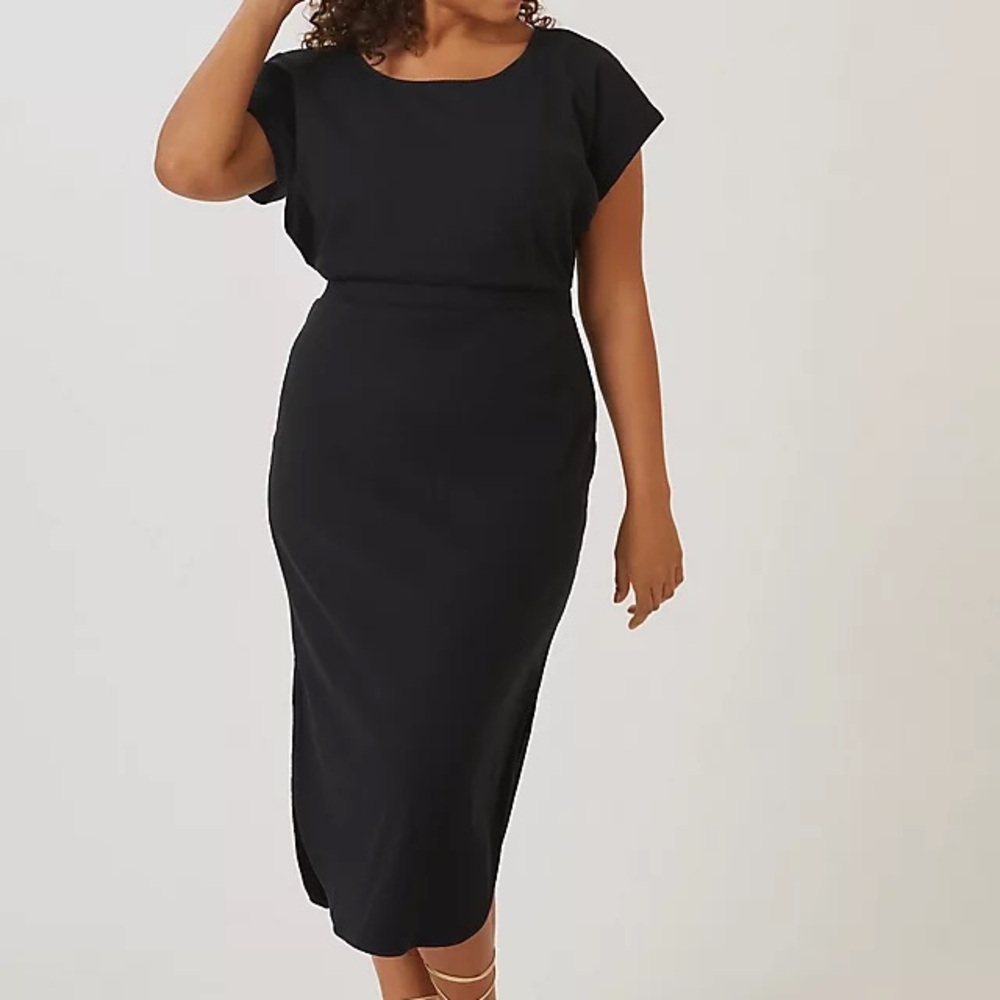 NWT Daily Practice by Anthropologie Dolman-Sleeved MIDI Dress Black Size 3X
